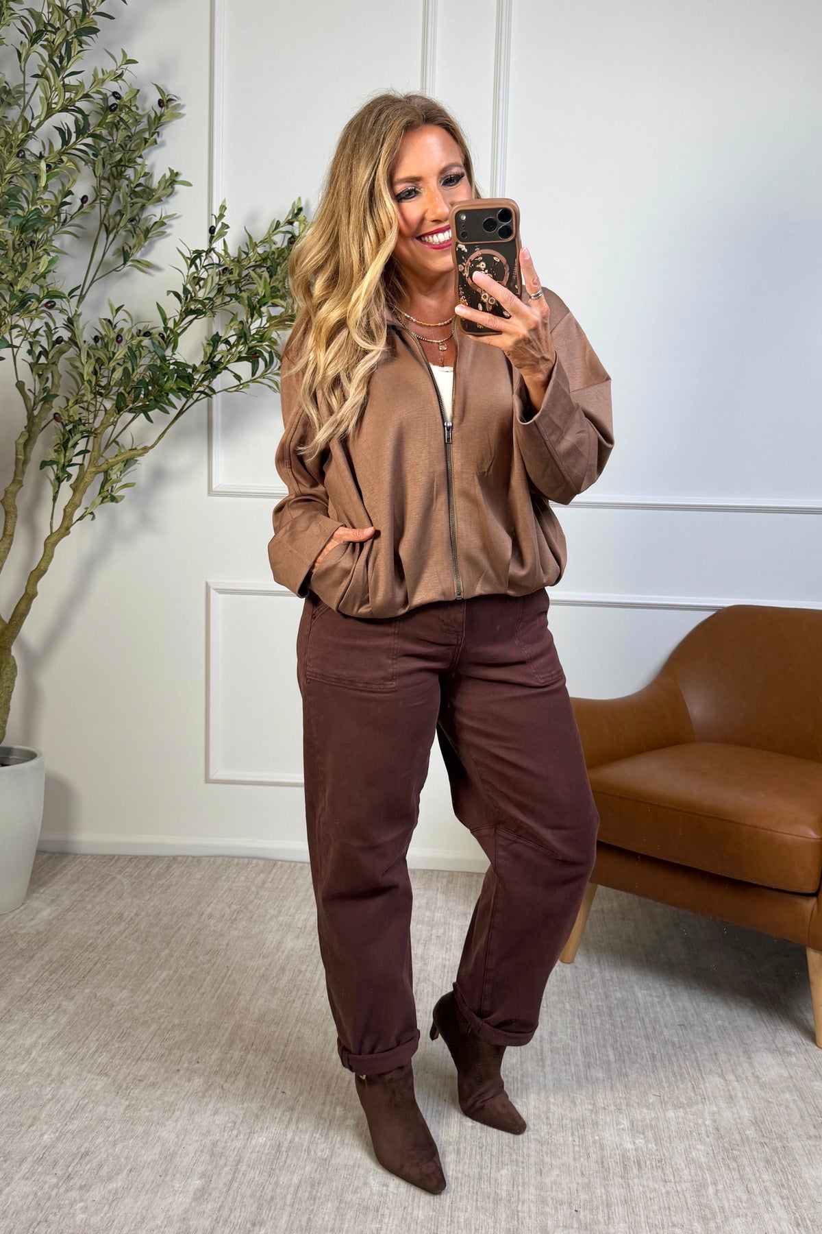 Galatea Bomber Jacket : Mocha Brown