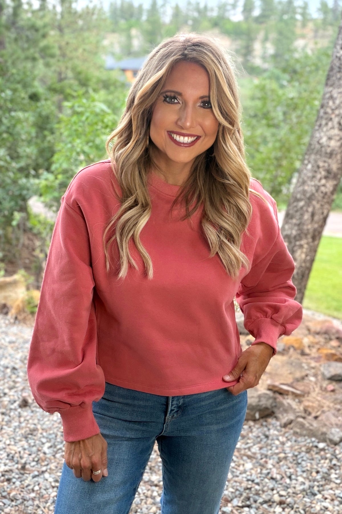 Laylah Relaxed Fit Sweatshirt : Dark Rose