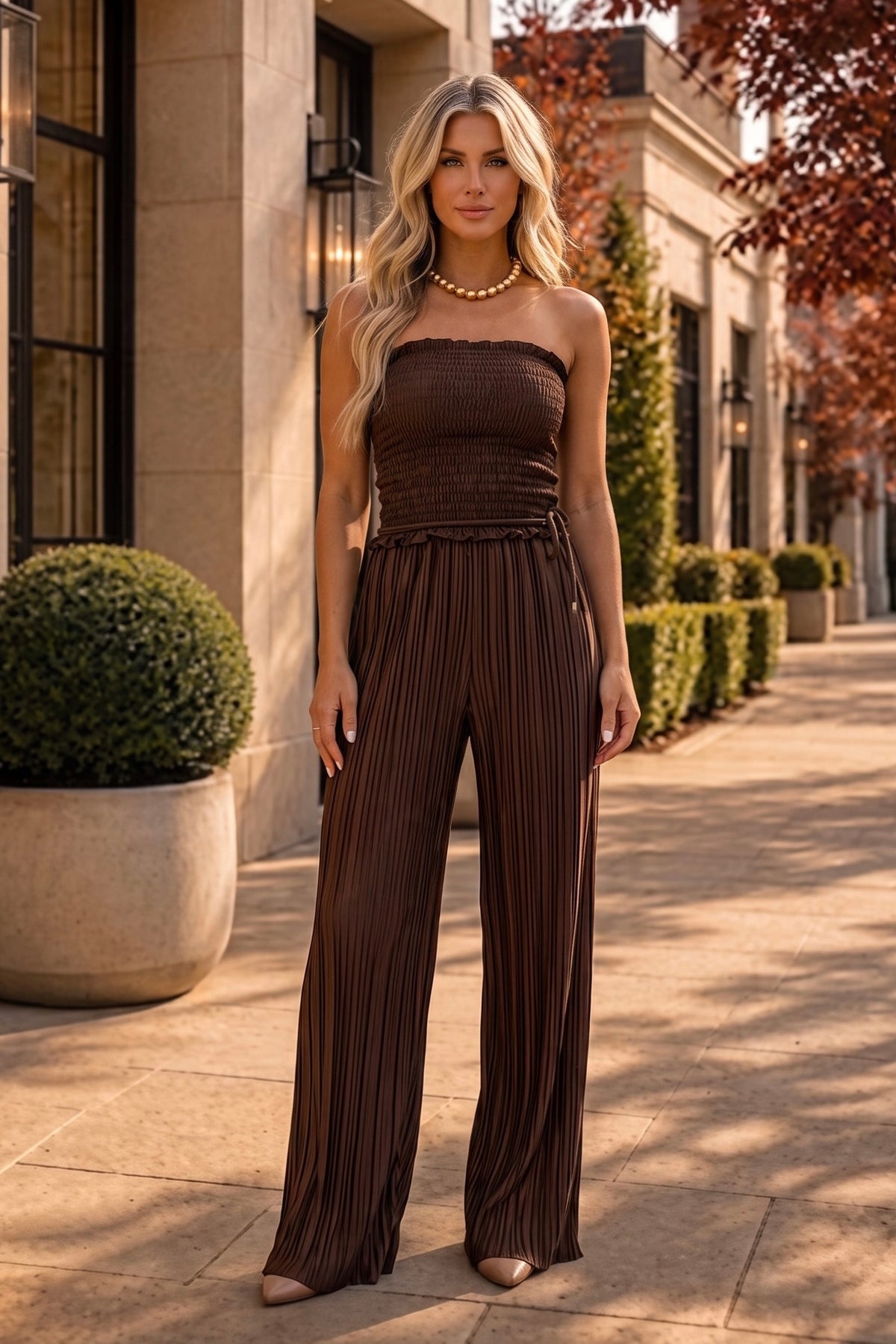 Eska Sleeveless Jumpsuit : Brown