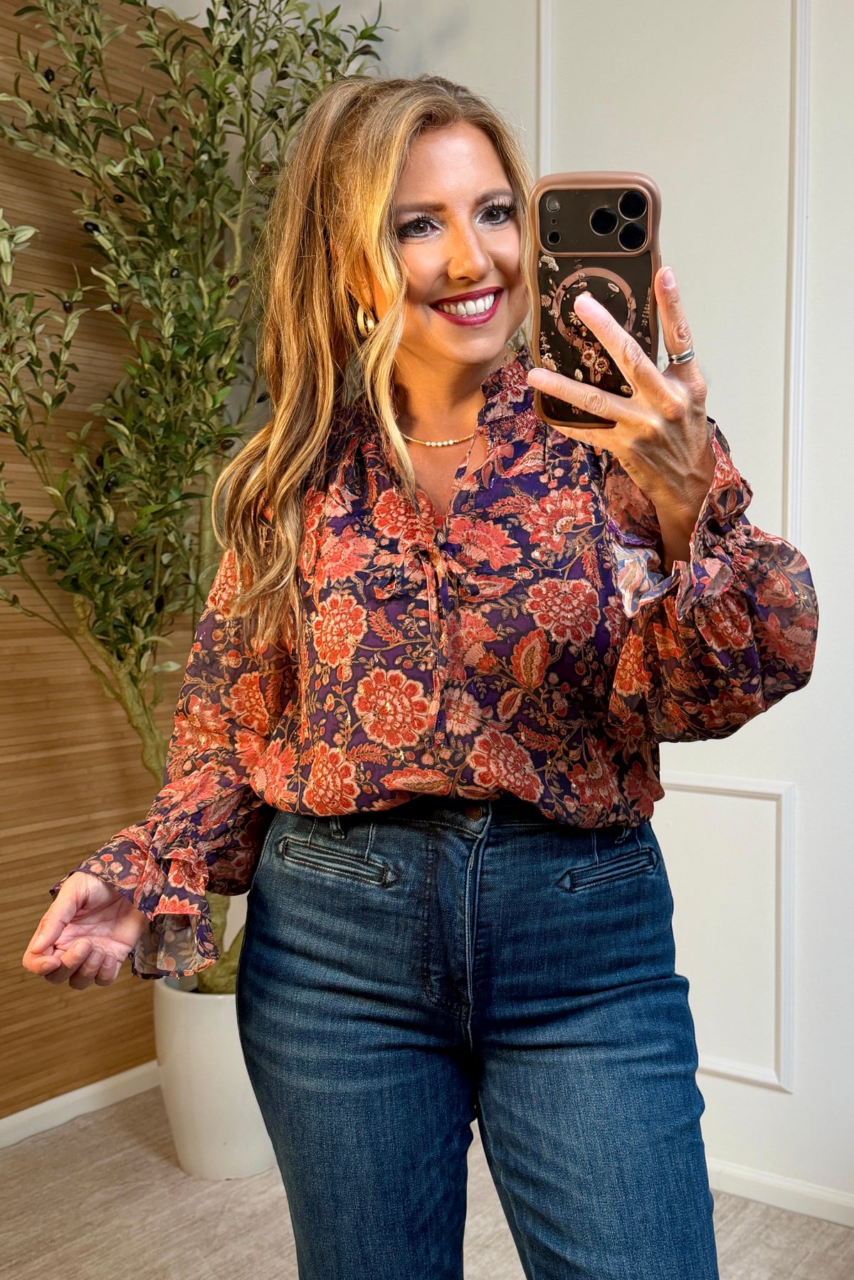 Ellianna Floral Print Blouse : Purple Multi