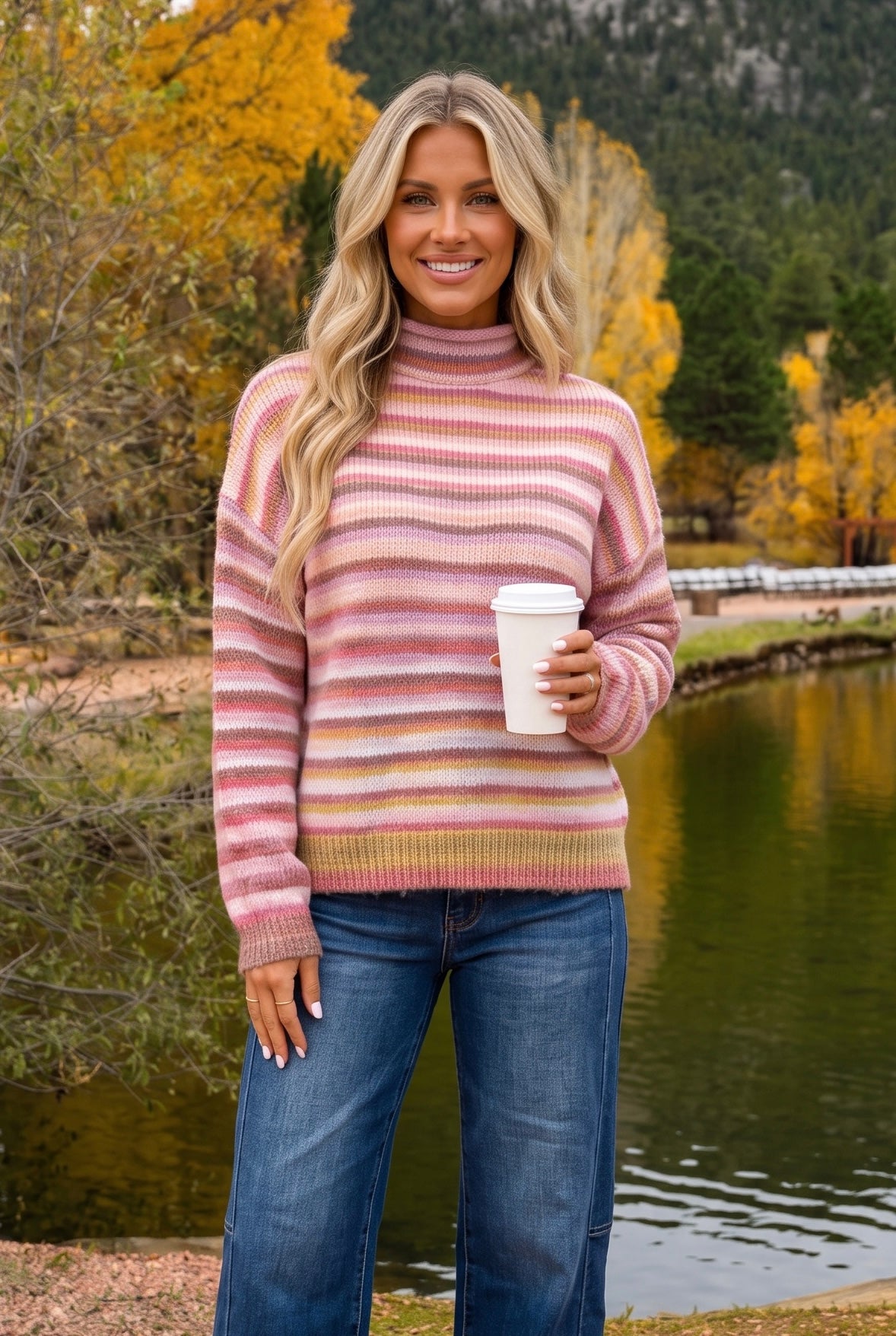 Lilibeth Mock Neck Sweater : Berry Mix