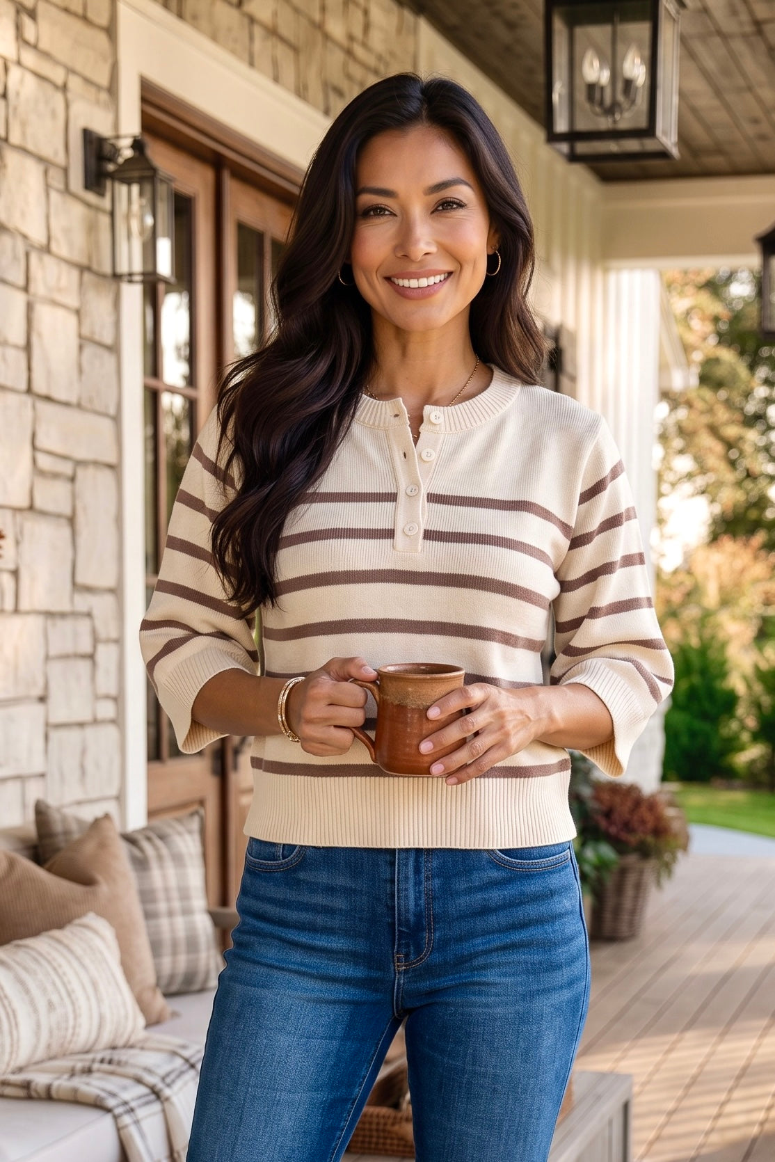 Amihan Striped Long Sleeve Sweater : Oatmeal