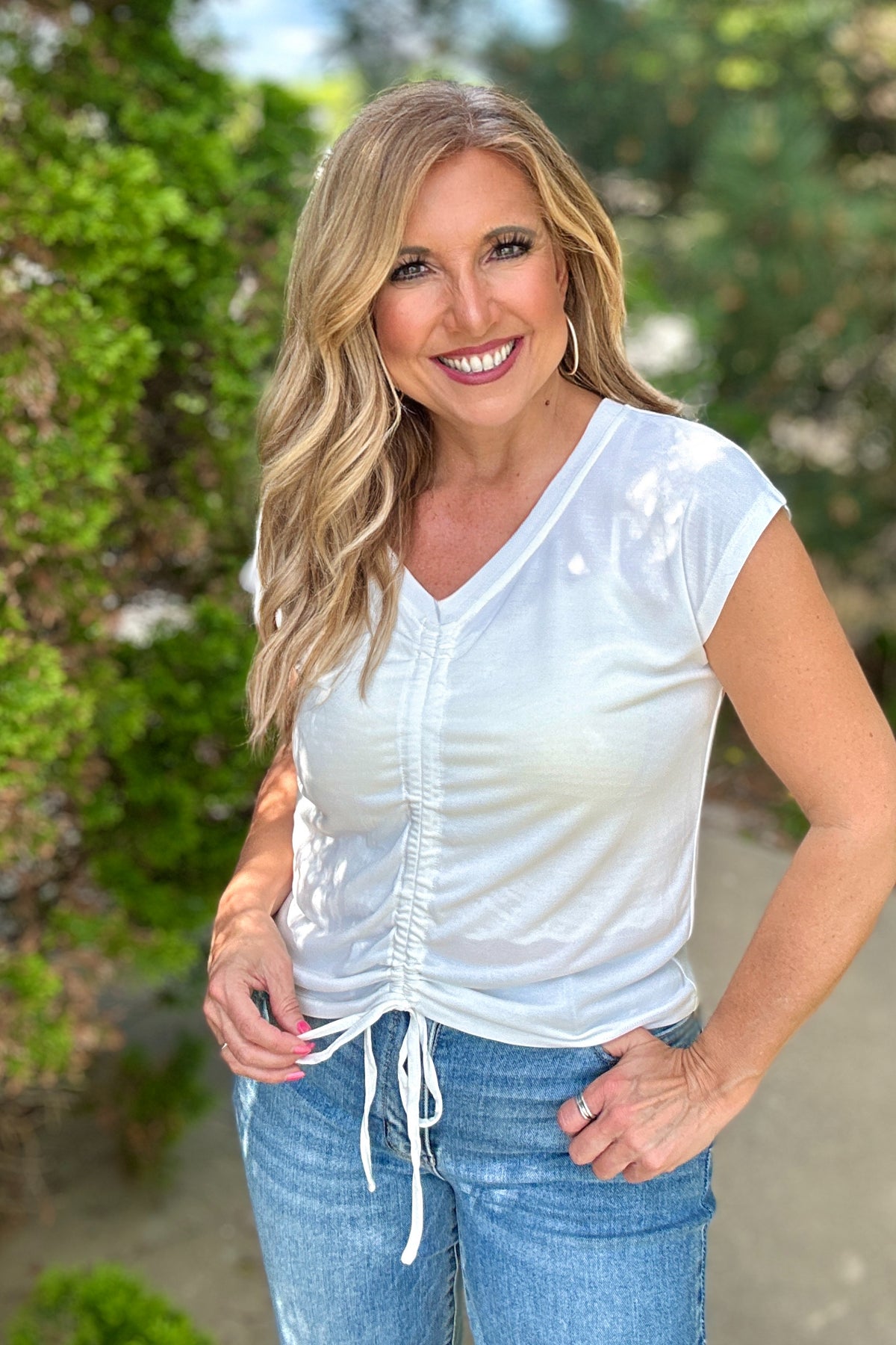 Maribel Front Ruche Modal Top : Off White