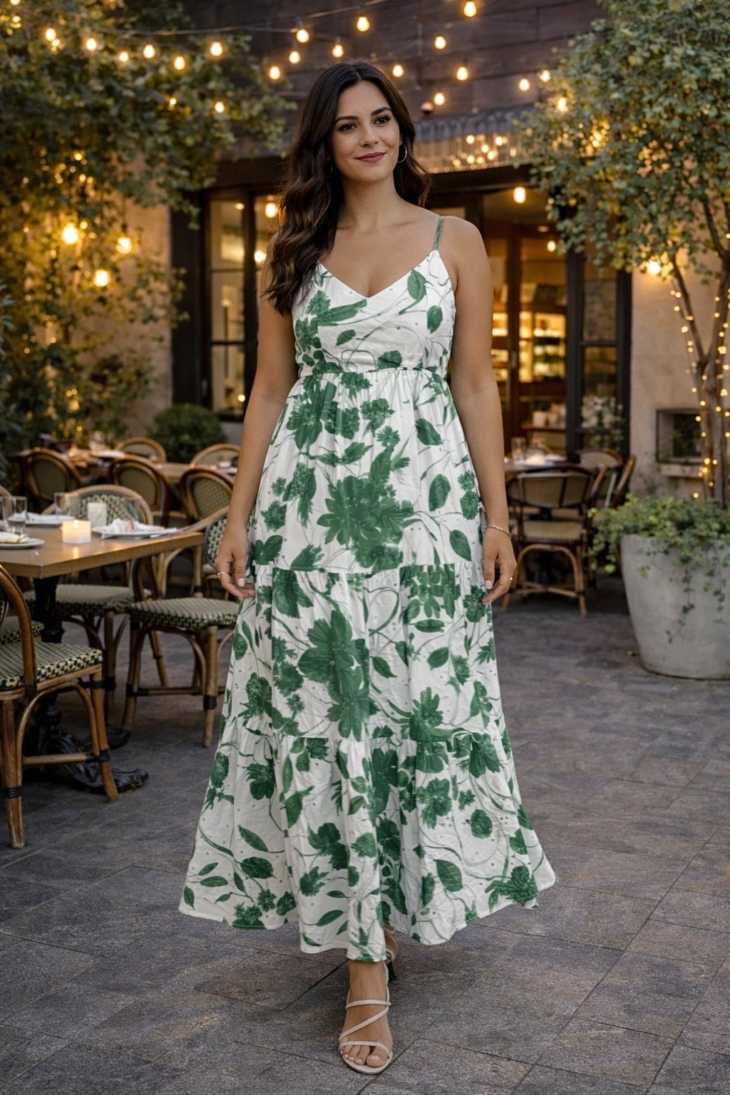 Jessie Floral Tiered Maxi Dress : Green