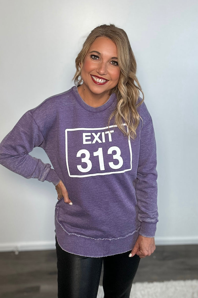 Exit 313 Vintage Sweatshirt : Washed Purple