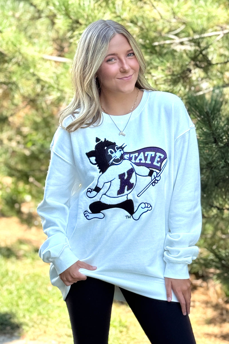 K-State Mascot Chenille Sweater : White