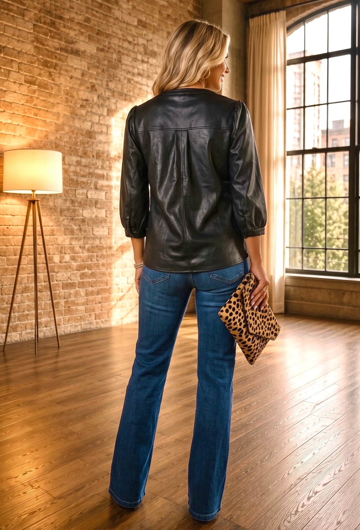 Makenzie Faux Leather Top : Black