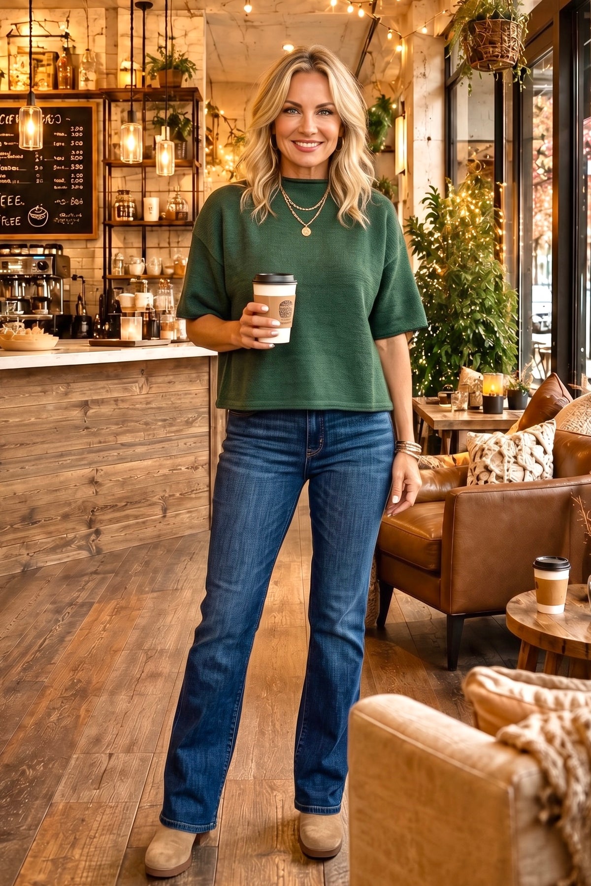 Reilly Short Sleeve Sweater : Hunter Green