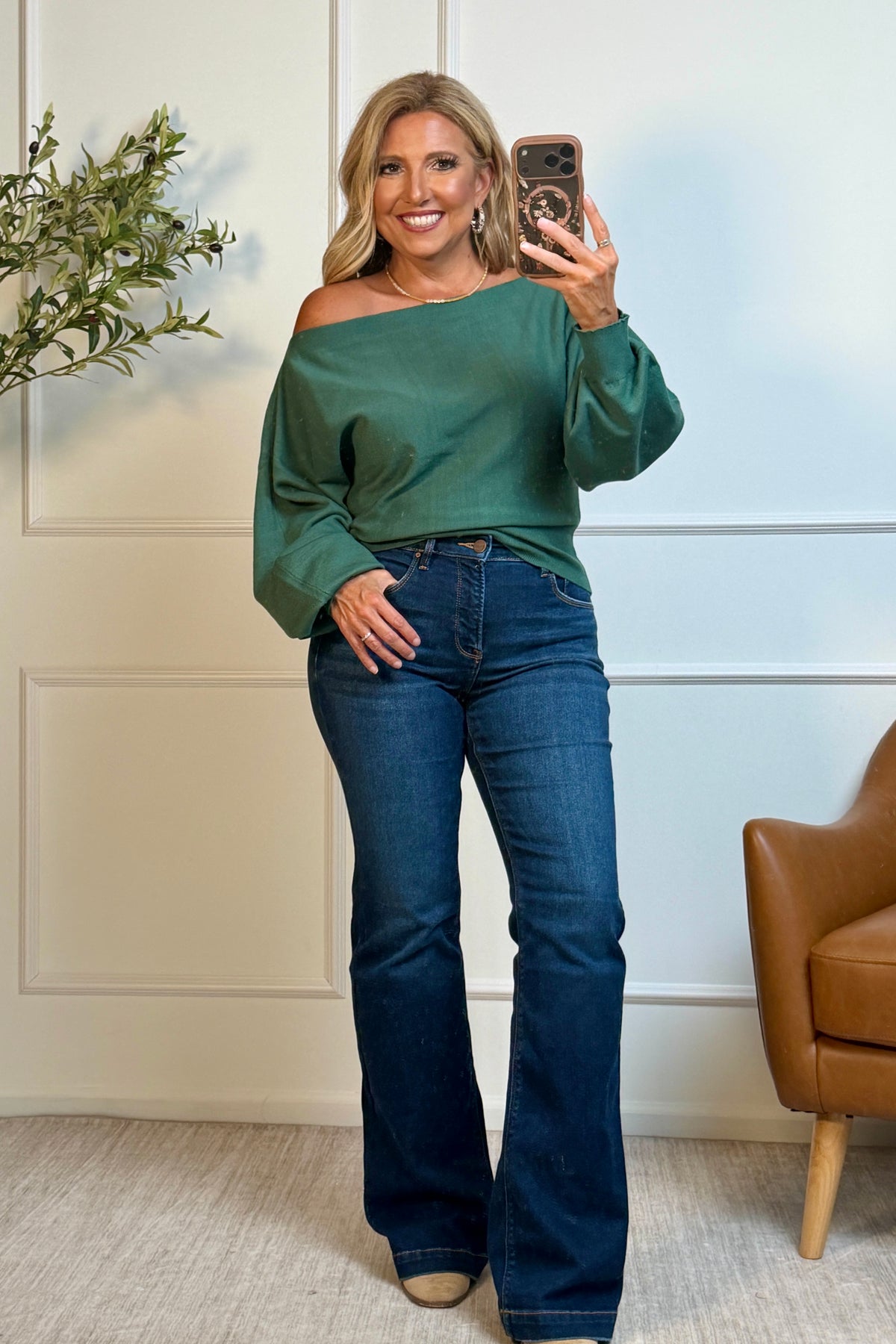 Ailsa Boat Neck Sweater : Hunter Green