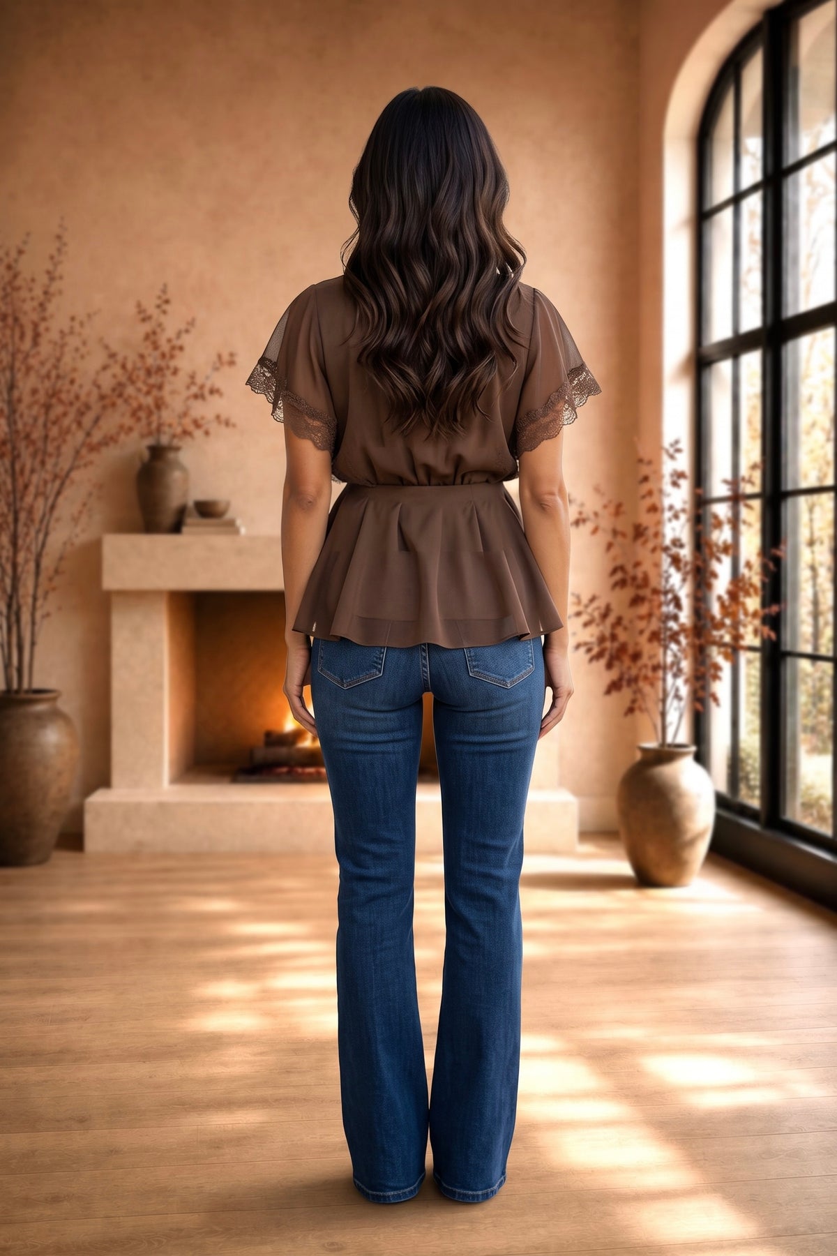Yalena V-Neck Top : Espresso