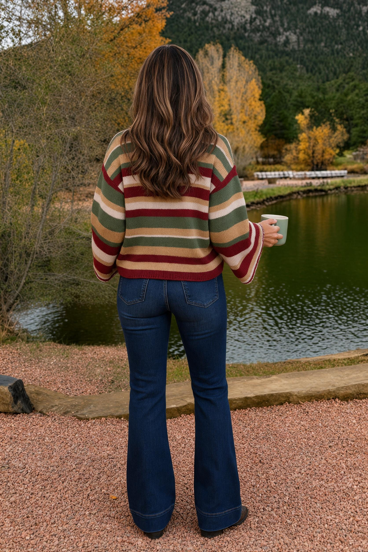 Bree Relaxed Striped Knit Sweater : Mocha Multi