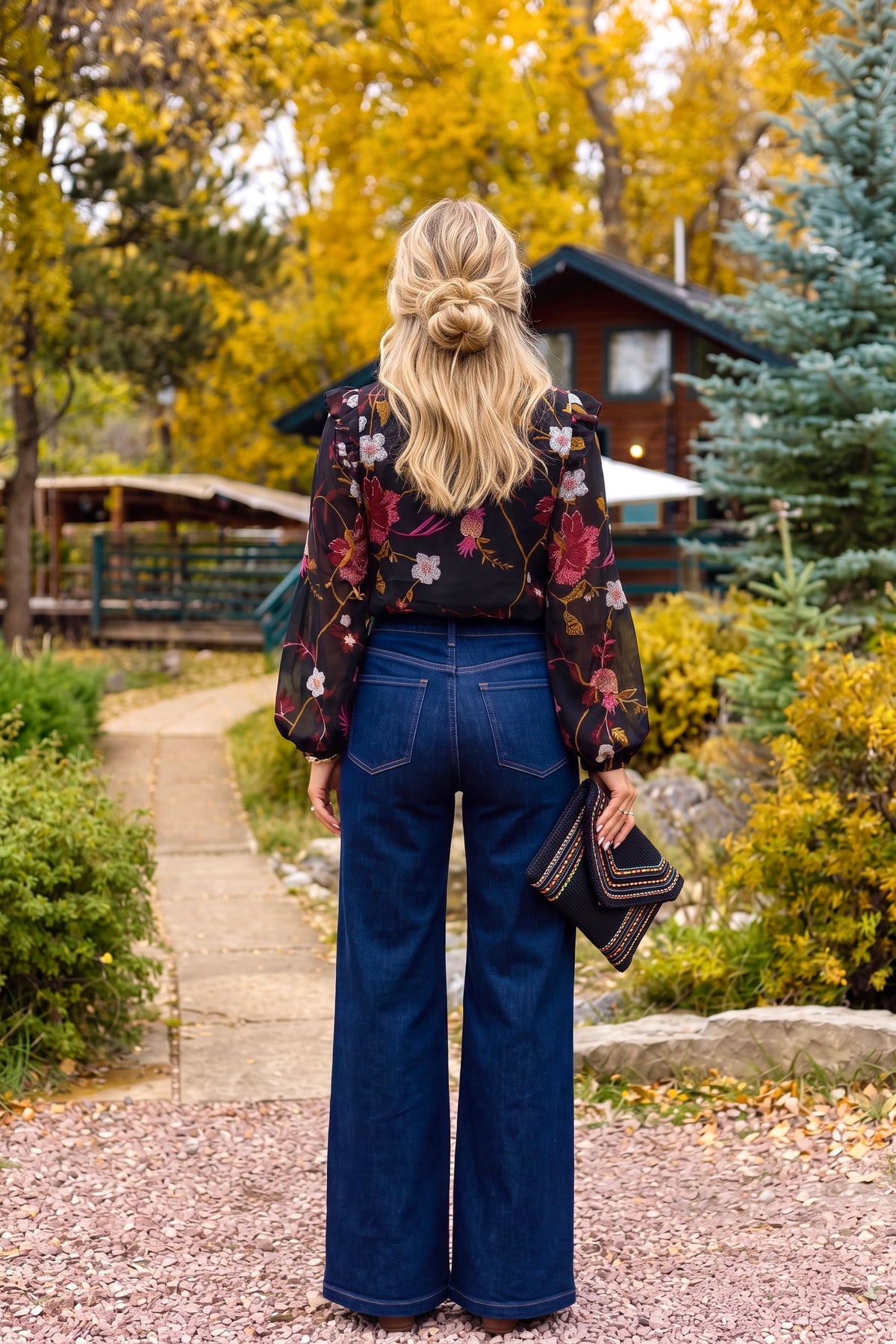 Tribal Hesper Long Sleeve Blouse with Frill : Black