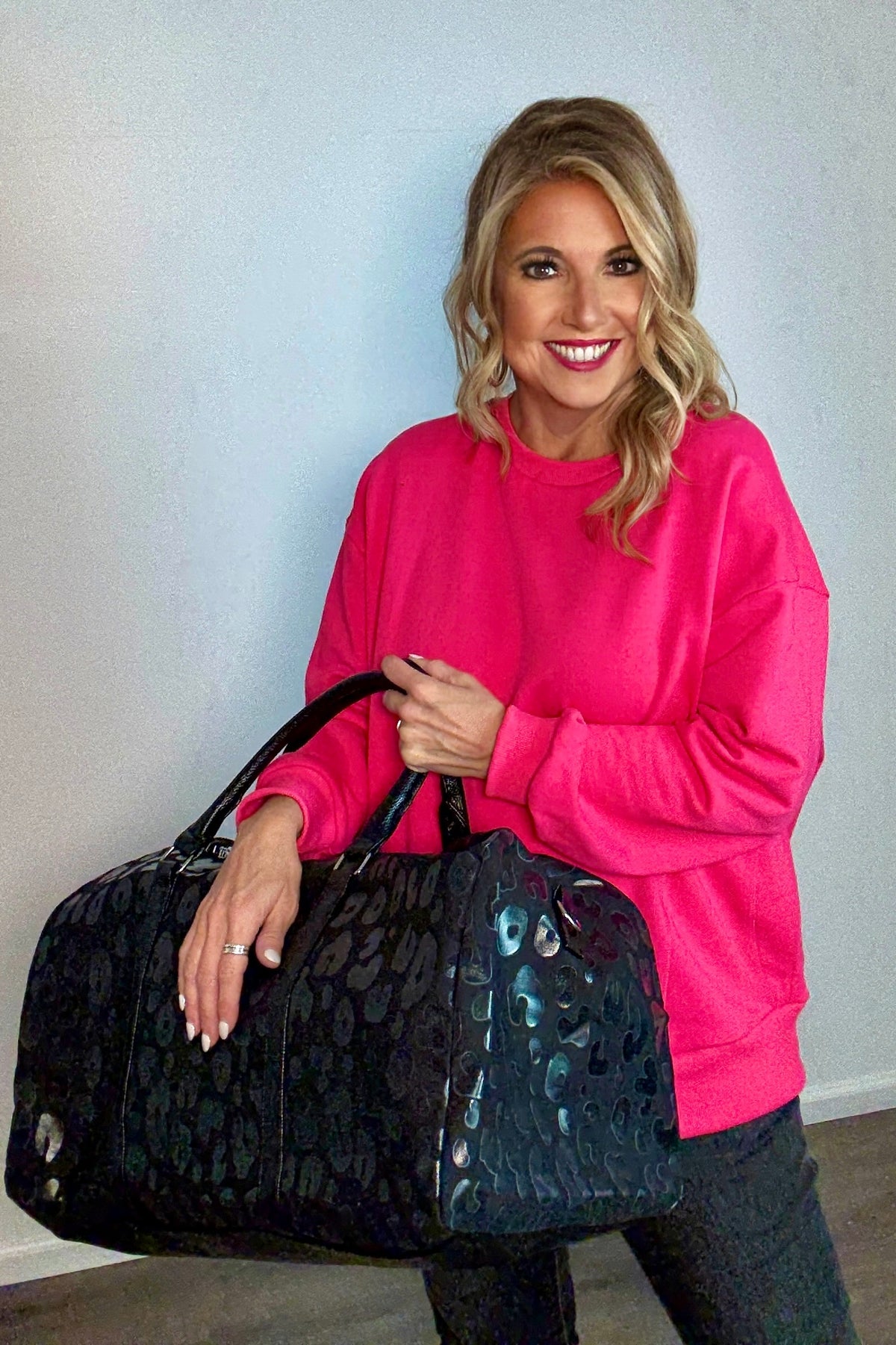 Florence Leopard Travel Bag : Black