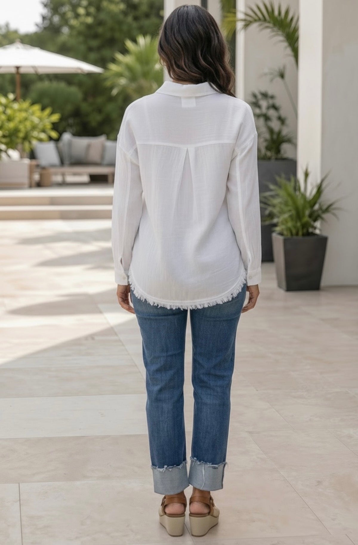 XCVI Minna Button Up Top : White