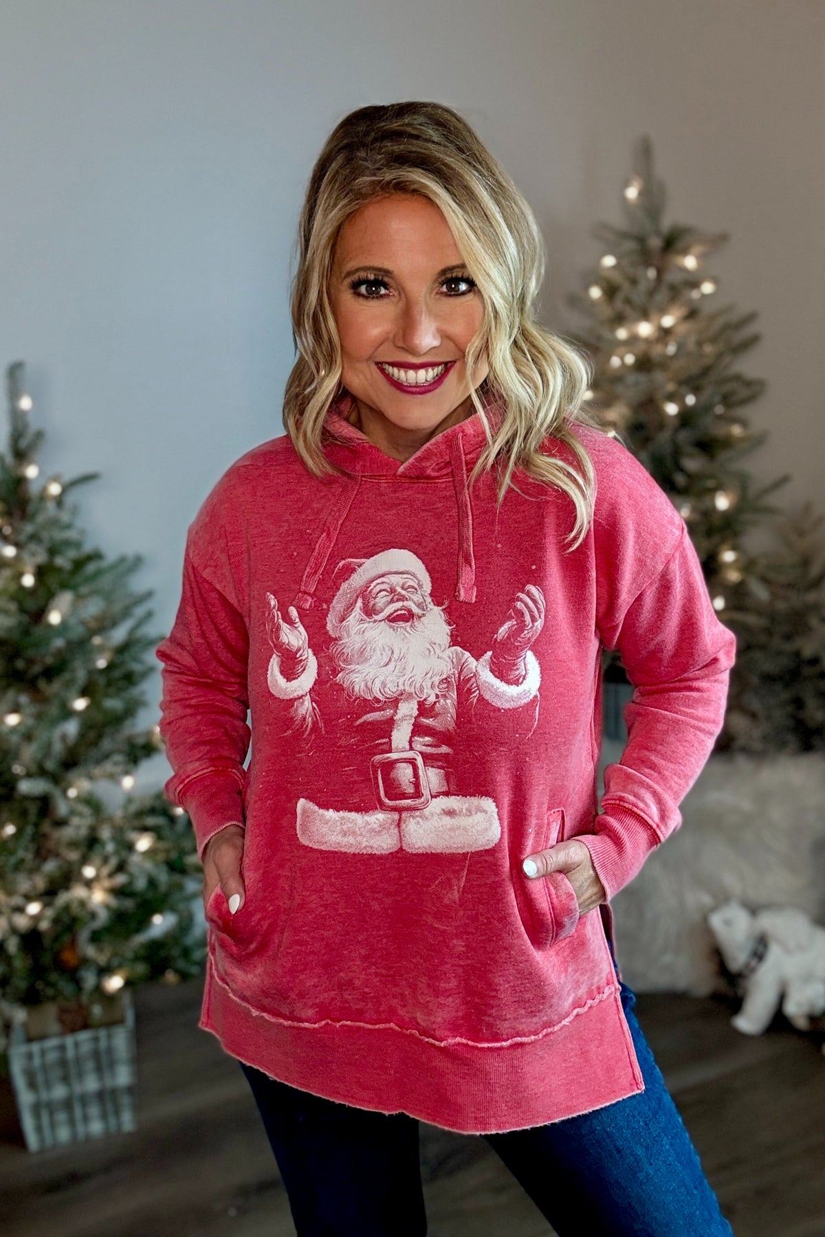 Snowy Santa Hoodie : Red