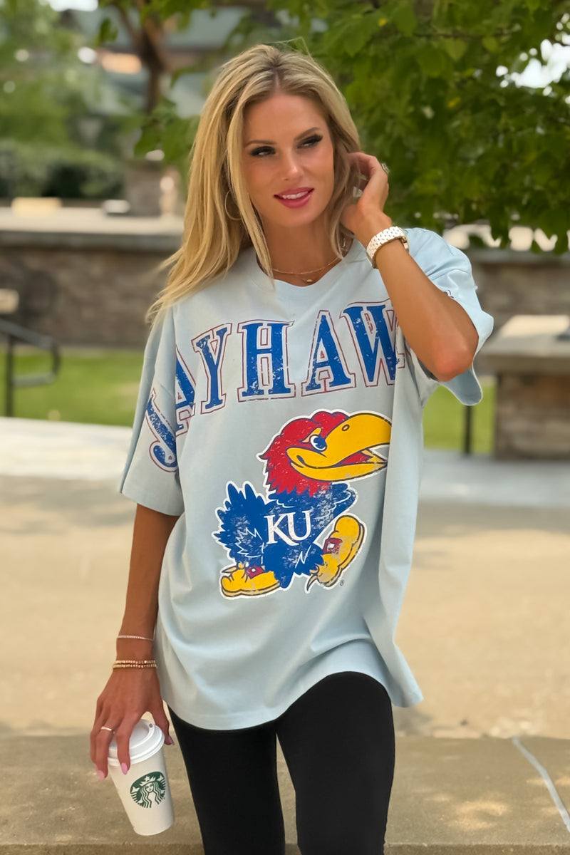 KU South Split Oversize Tee : Pale Blue