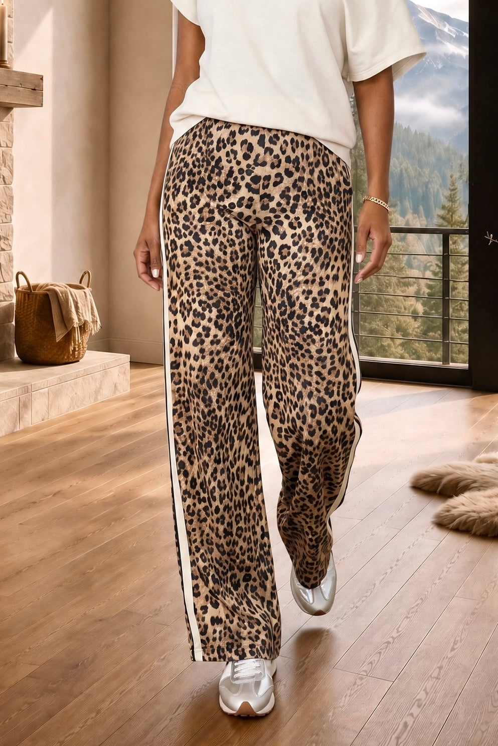 Adabella Animal Print Pants : Brown/Black