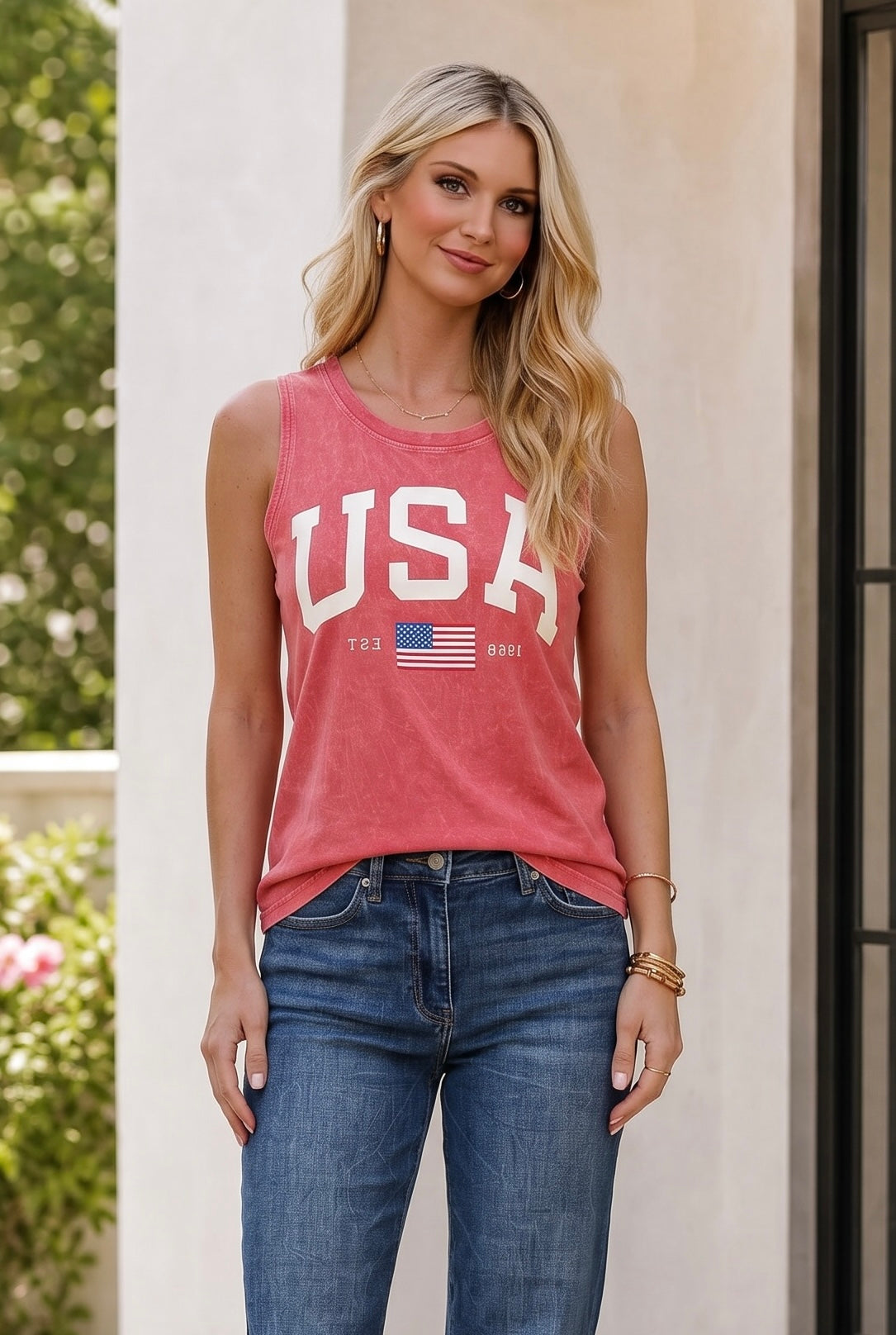 Grecia USA Est. 1776 Tank Top : Red