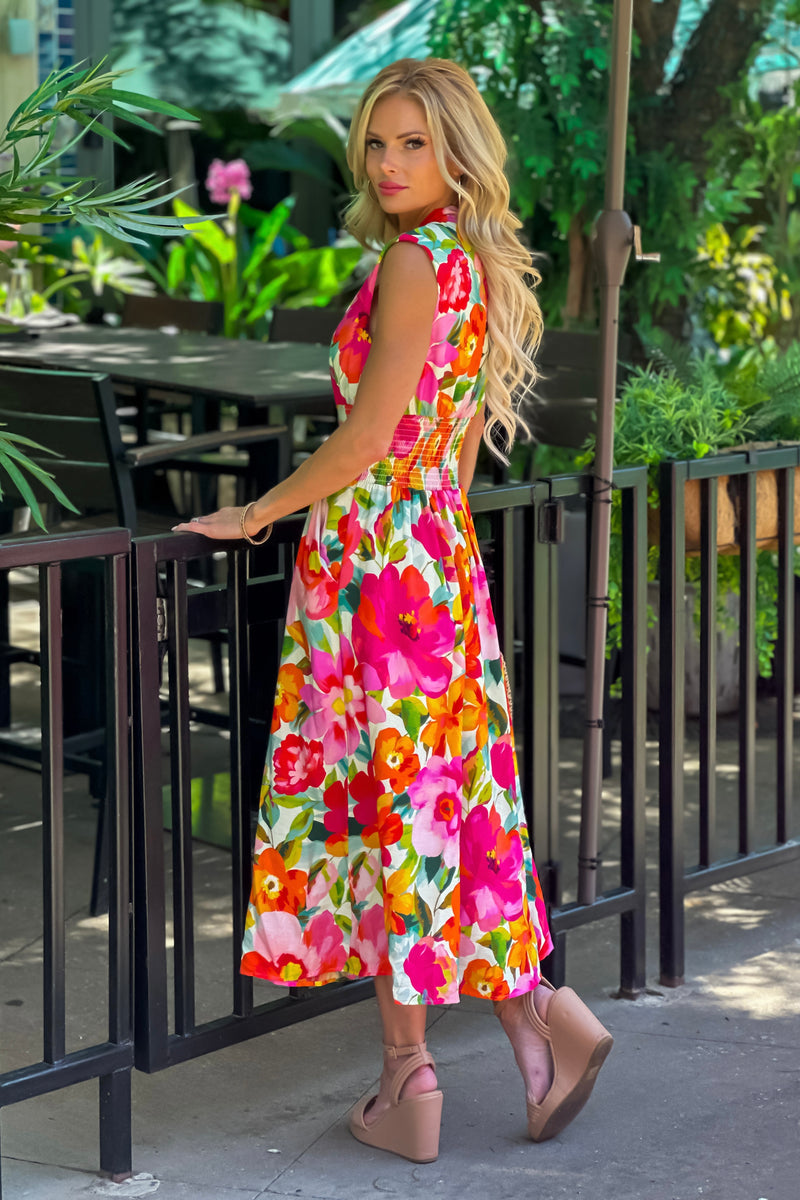 Esti Zip Front Sleeveless Dress : Multi