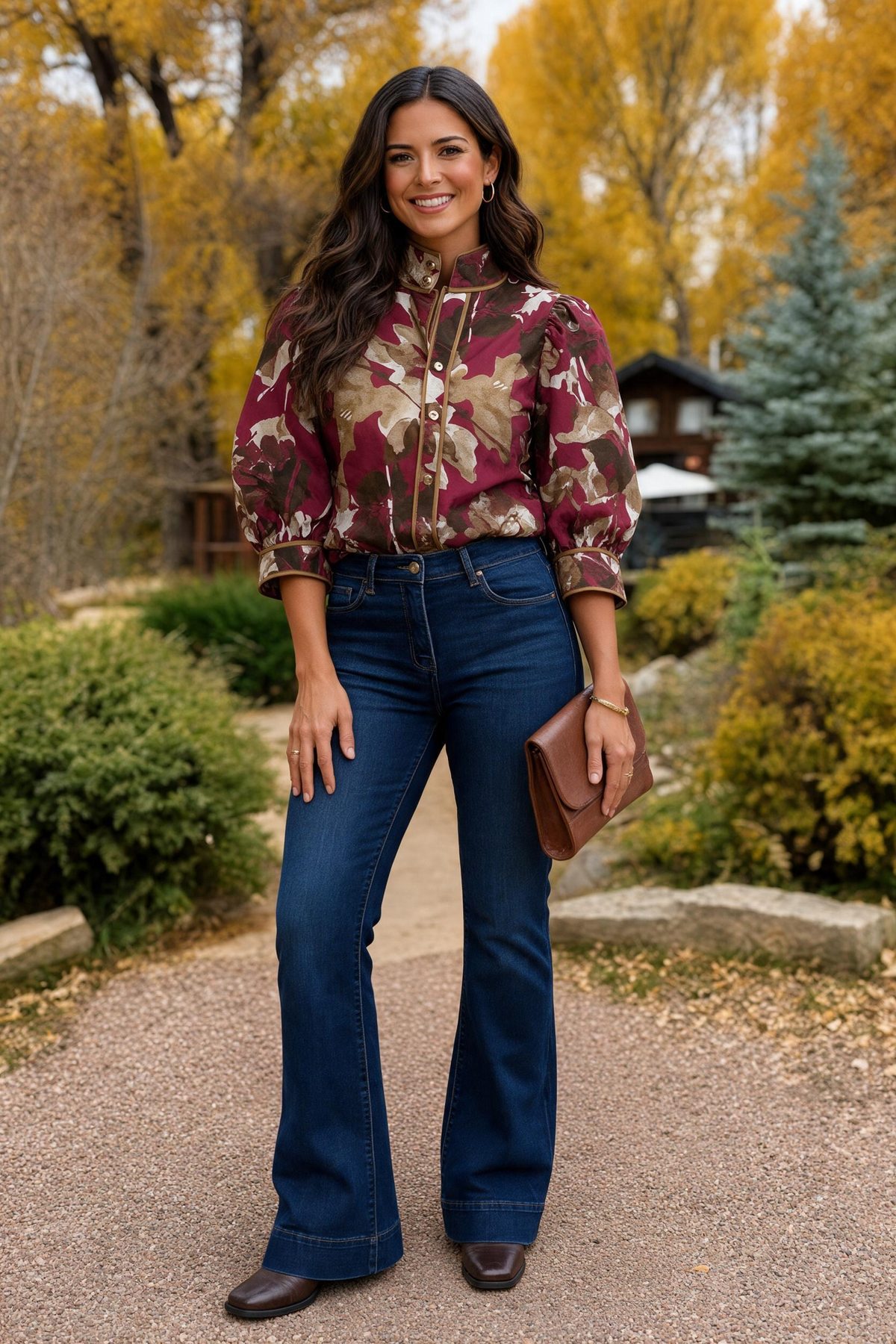 Clare Gold Button Down Collared Top : Merlot