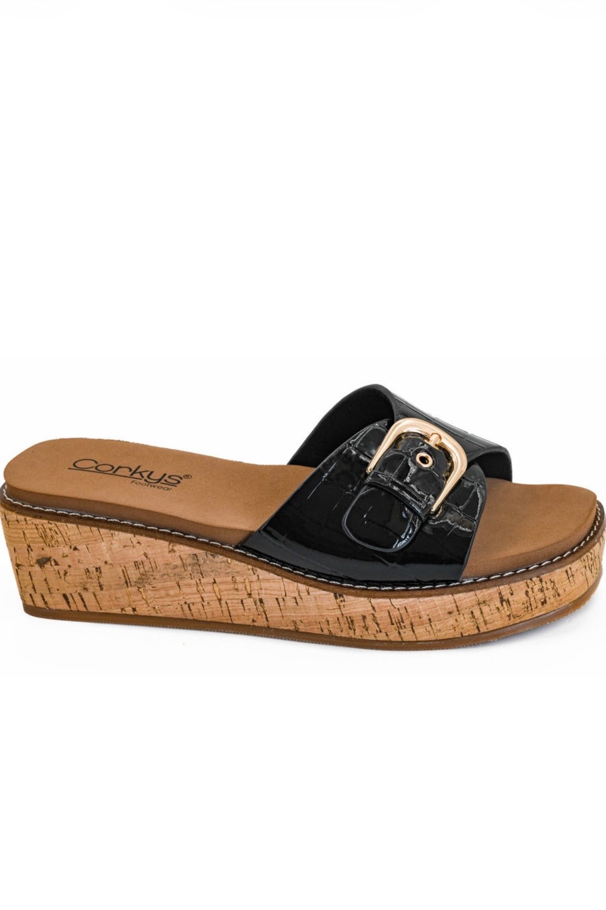 Corkys Reality : Black Patent Croco
