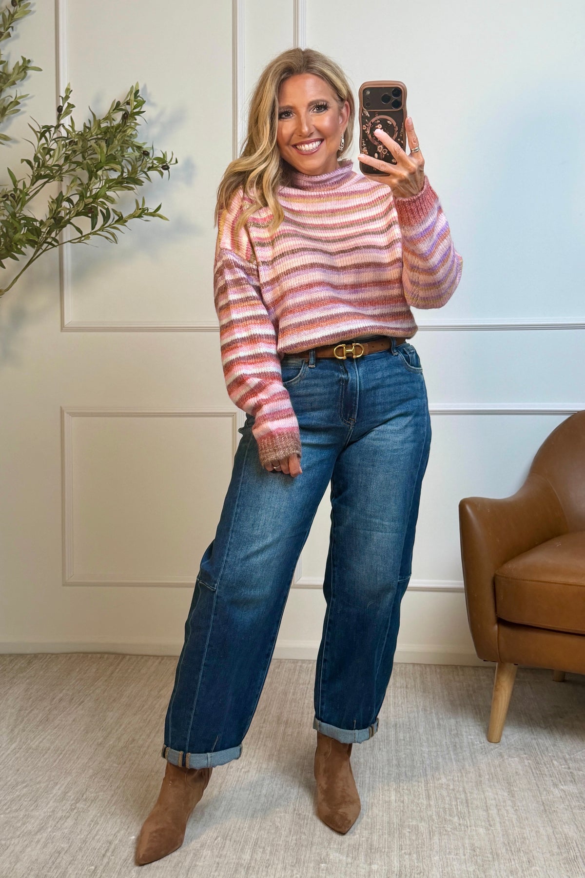 Lilibeth Mock Neck Sweater : Berry Mix
