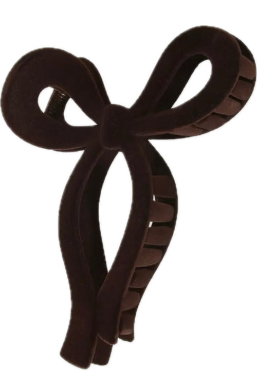 Velour Bow Claw Clip : Black or Brown