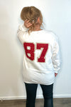 KC Glitter 87 Sweatshirt : White/Red/Gold