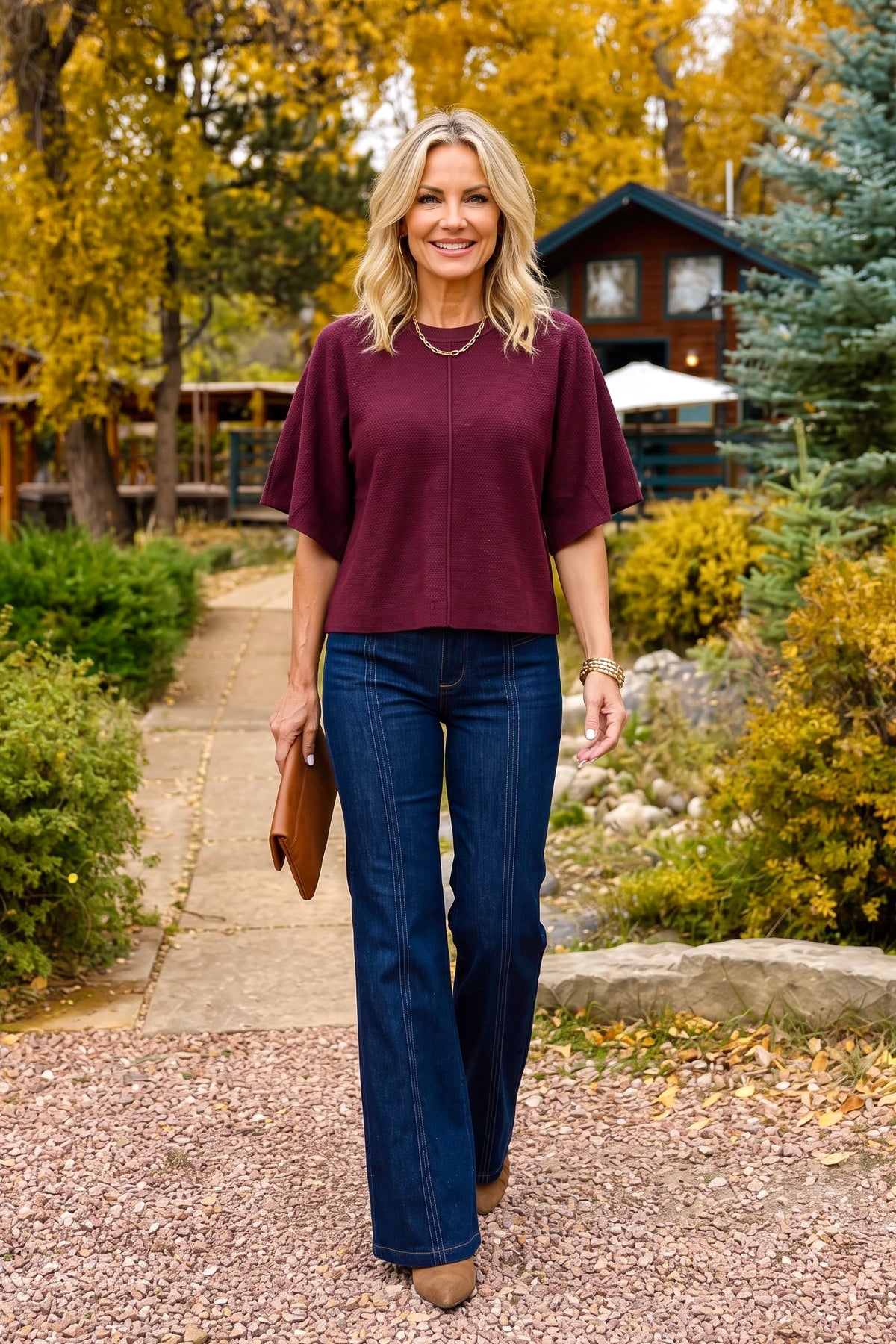 Briallen 3/4 Sleeve Top : Merlot