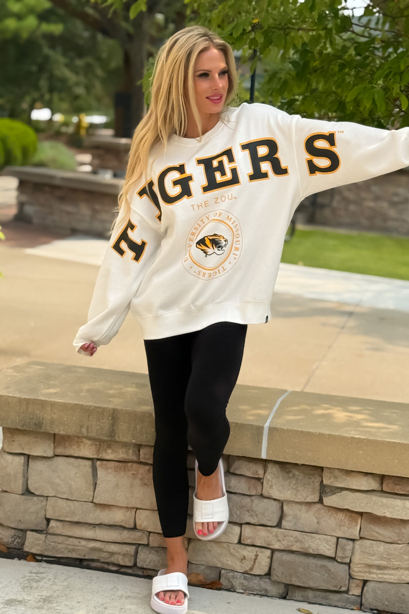 Mizzou Philly Split Crew Top : White