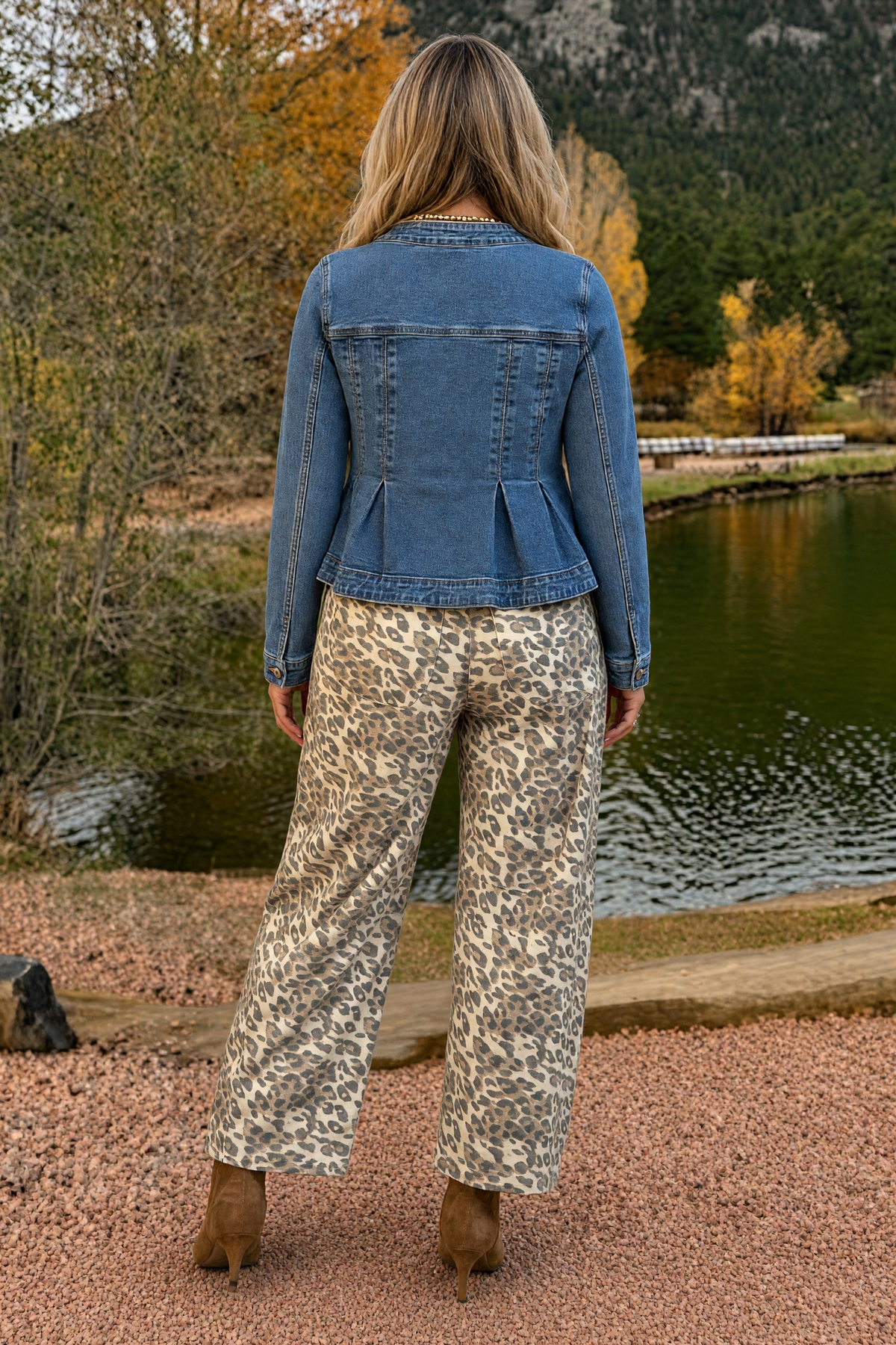 Virelle Long Sleeve Flare Denim Jacket : Medium Blue