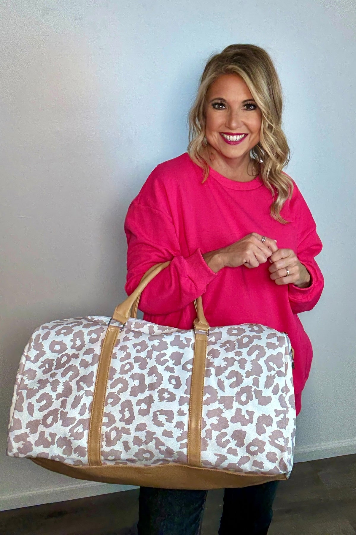 Florence Leopard Travel Bag : White