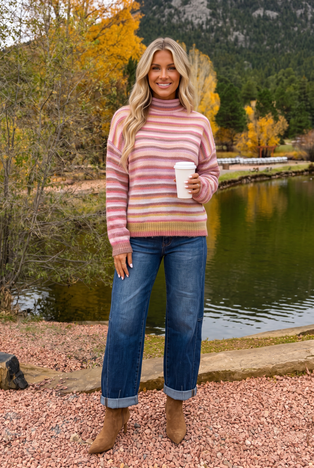 Lilibeth Mock Neck Sweater : Berry Mix