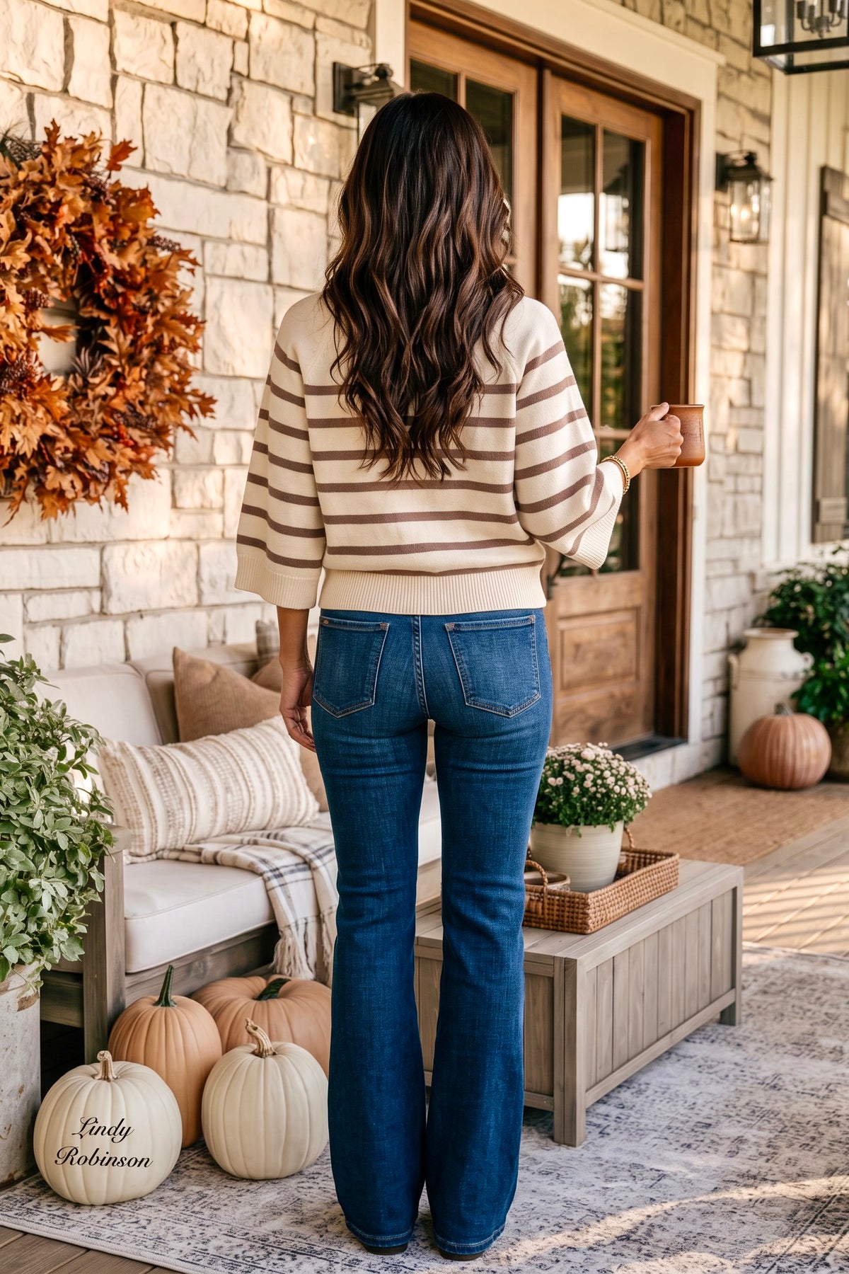Amihan Striped Long Sleeve Sweater : Oatmeal