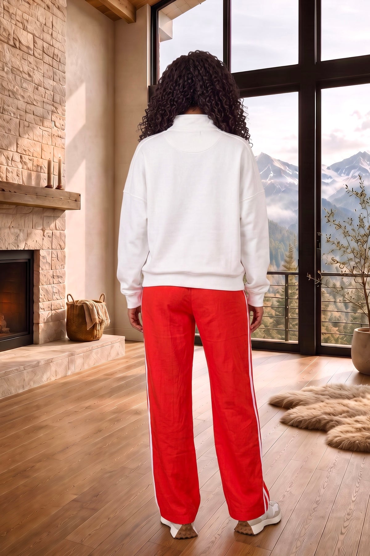 Lunara Long Pants with Side Detail : Cherry