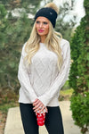 Chasing Shadows Diamond Soft Chenile Cable Sweater : Light Taupe