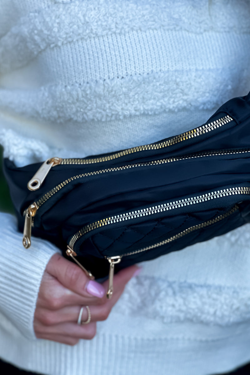 Georgia Quilted Belt Bag : Black