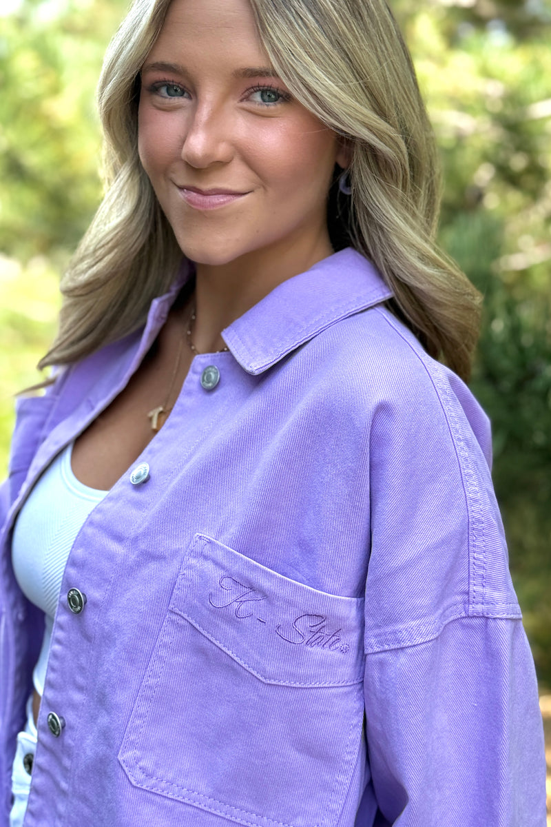 K-State Embroidered Canvas Jacket : Lavender