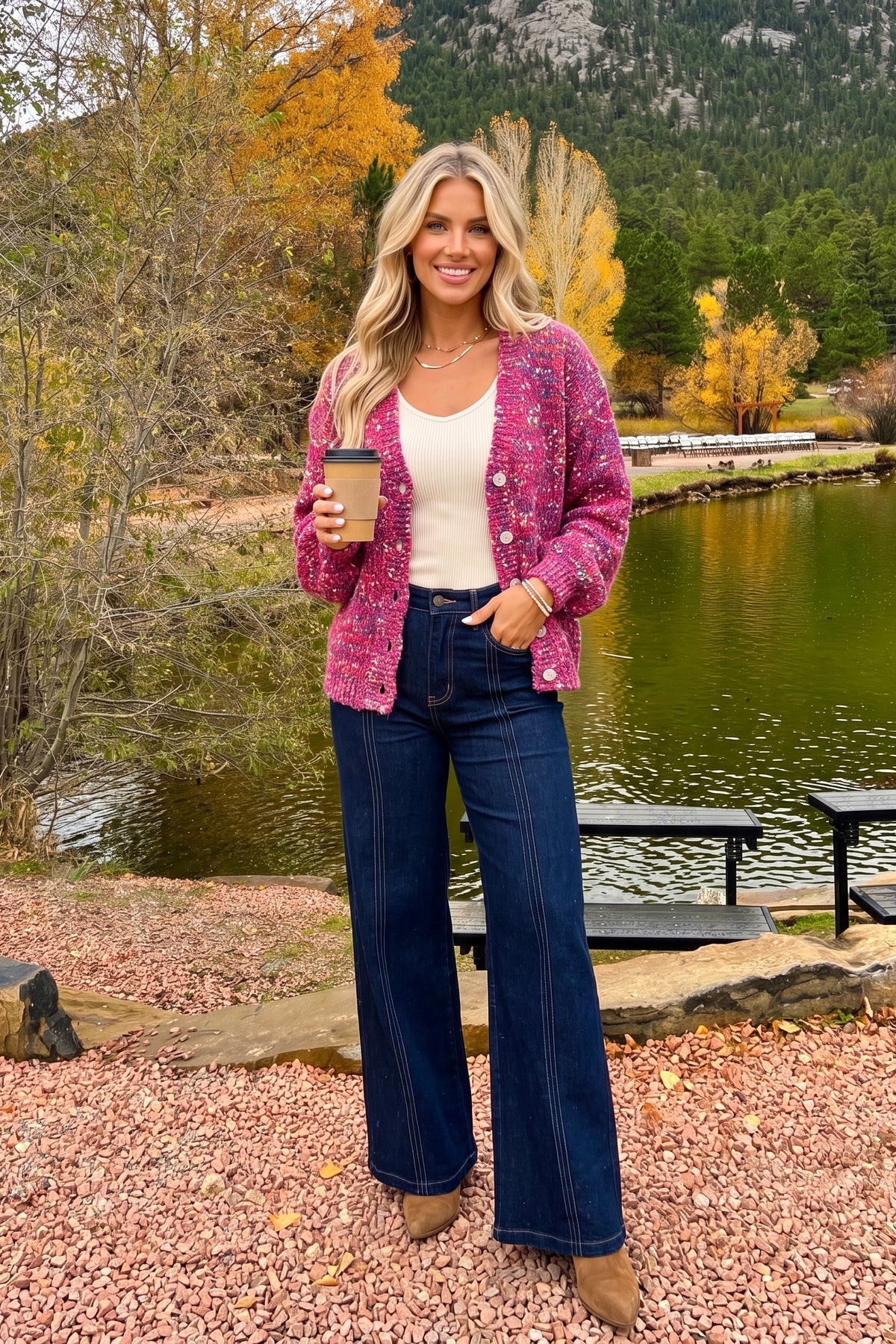Esmeray Yarn Sweater Cardigan : Orchid Mix