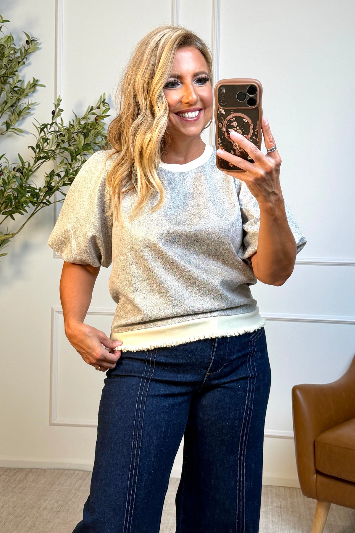 Quintessa Faux Leather Top : Cream
