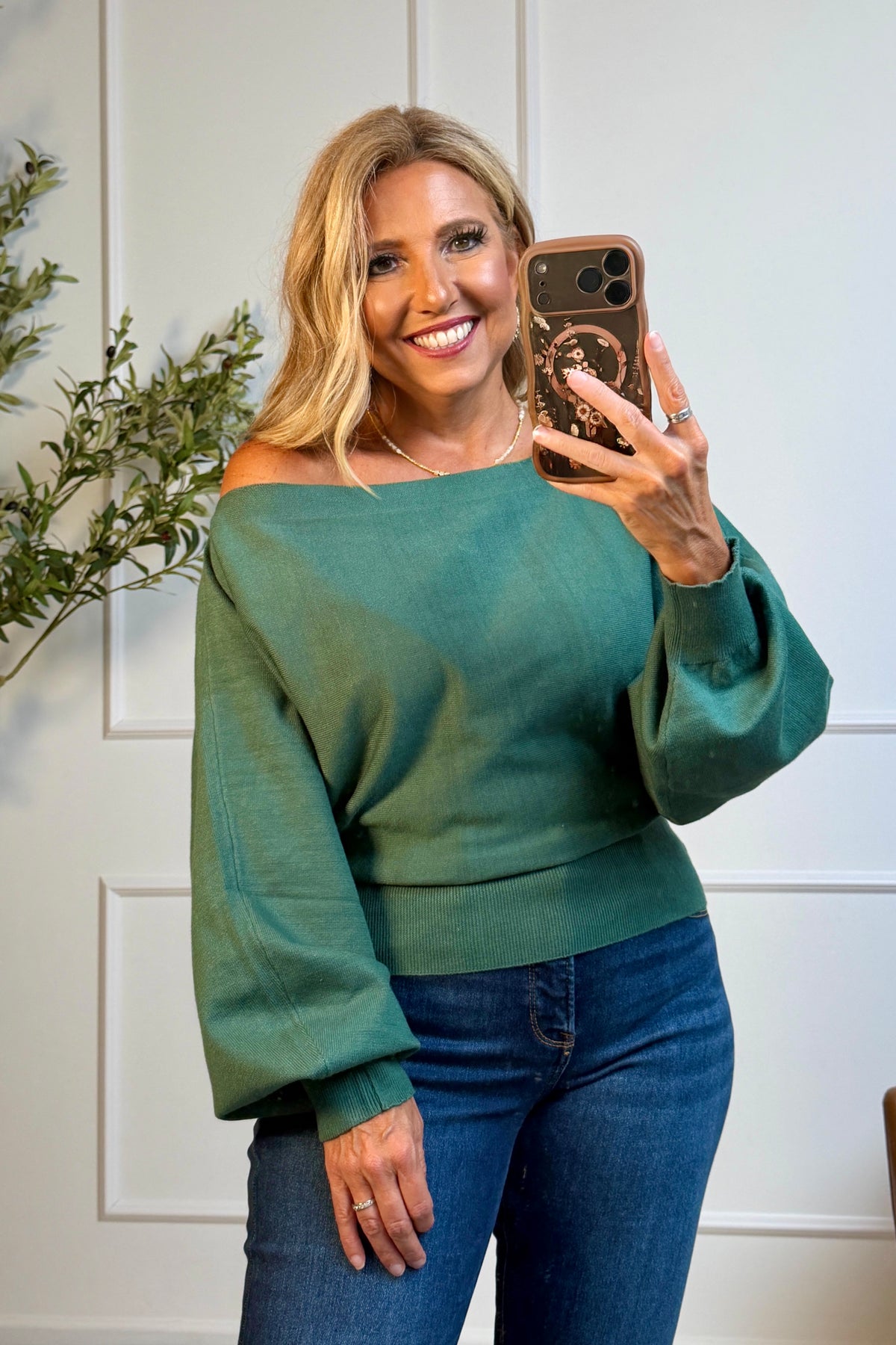 Ailsa Boat Neck Sweater : Hunter Green
