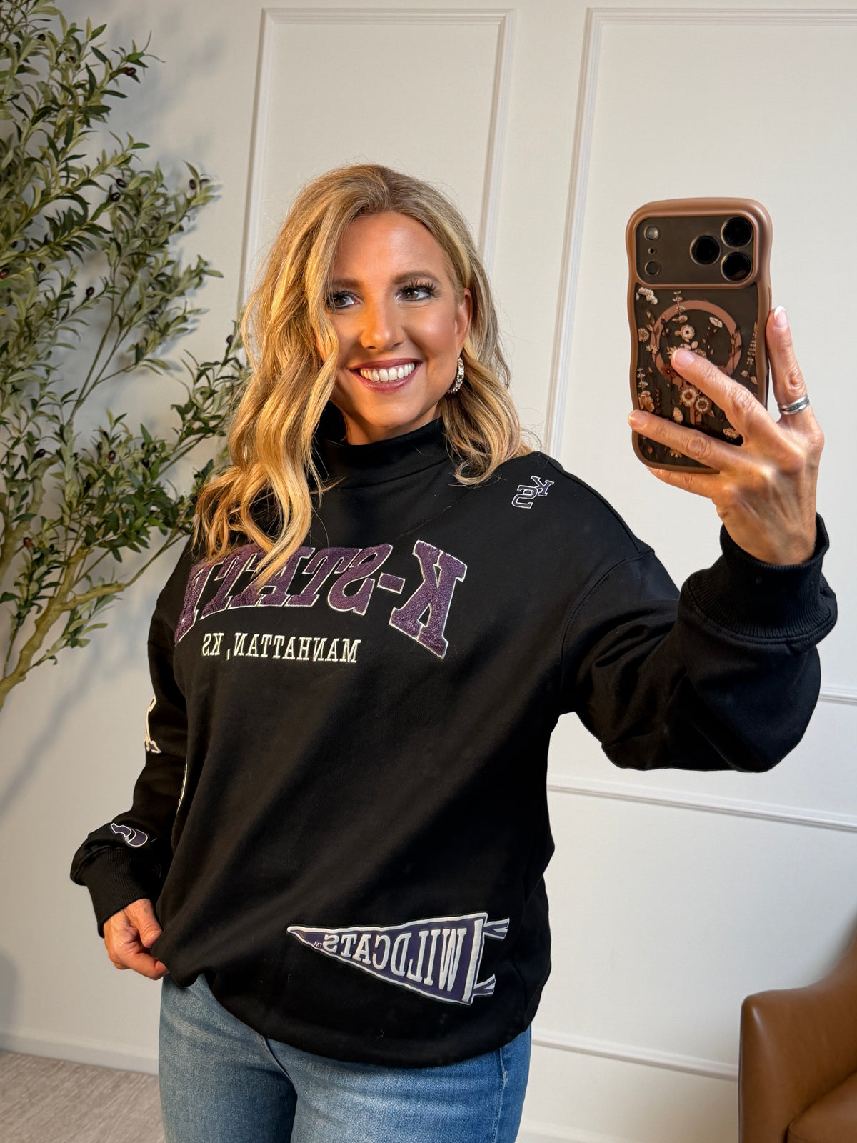 K-State Scatter Mock Neck Sweatshirt : Black