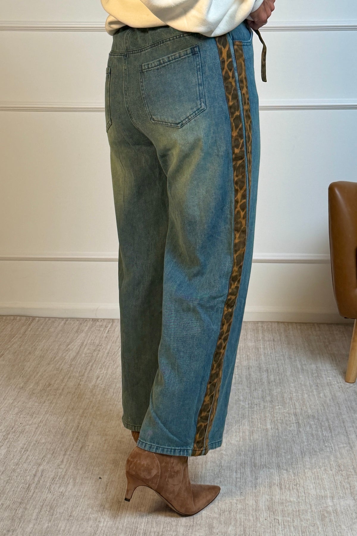 Jodifl Afton Side Striped Animal Print Jeans : Denim