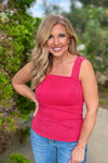 Esa Stretchy Ribbed Tank Top : Red
