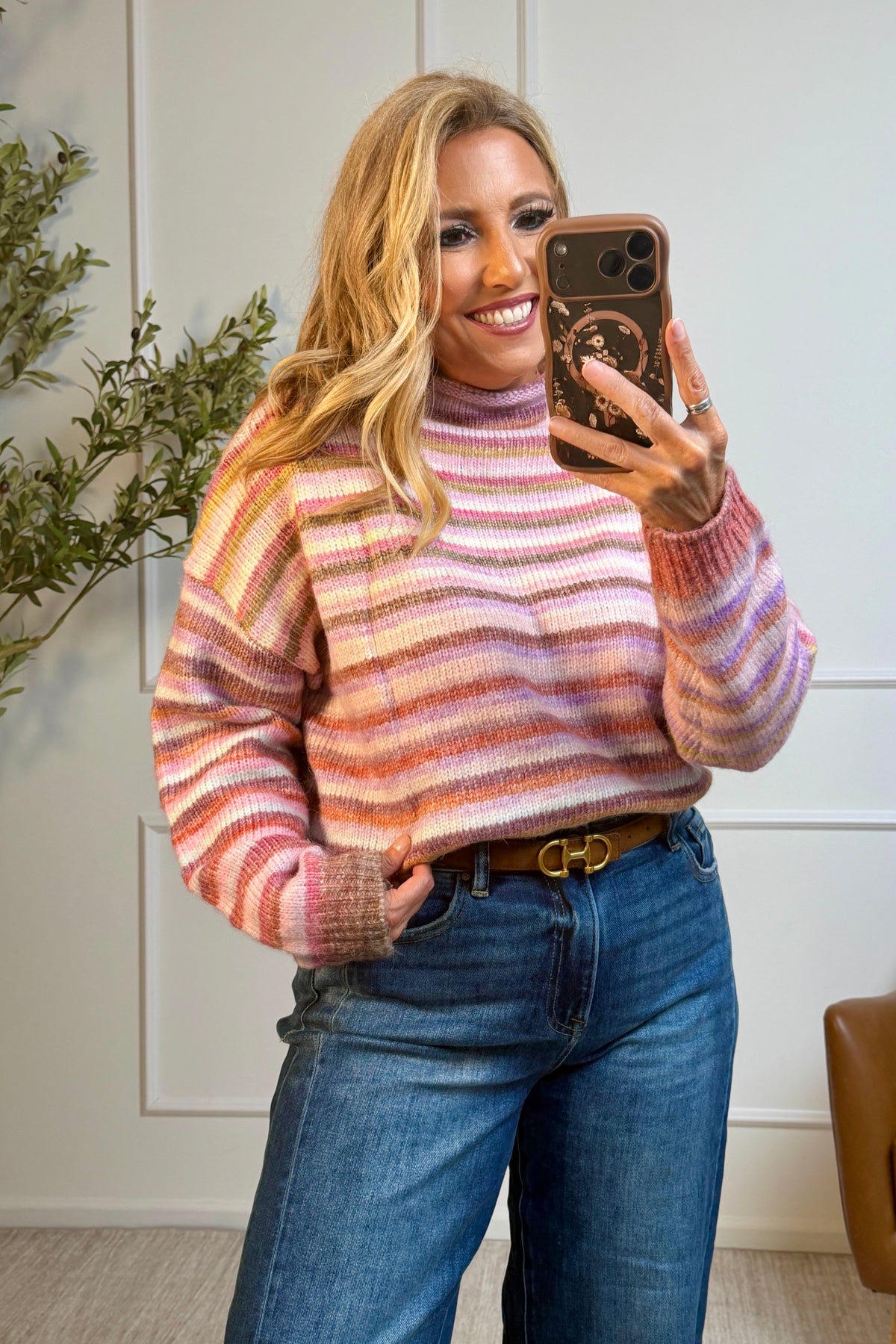 Lilibeth Mock Neck Sweater : Berry Mix