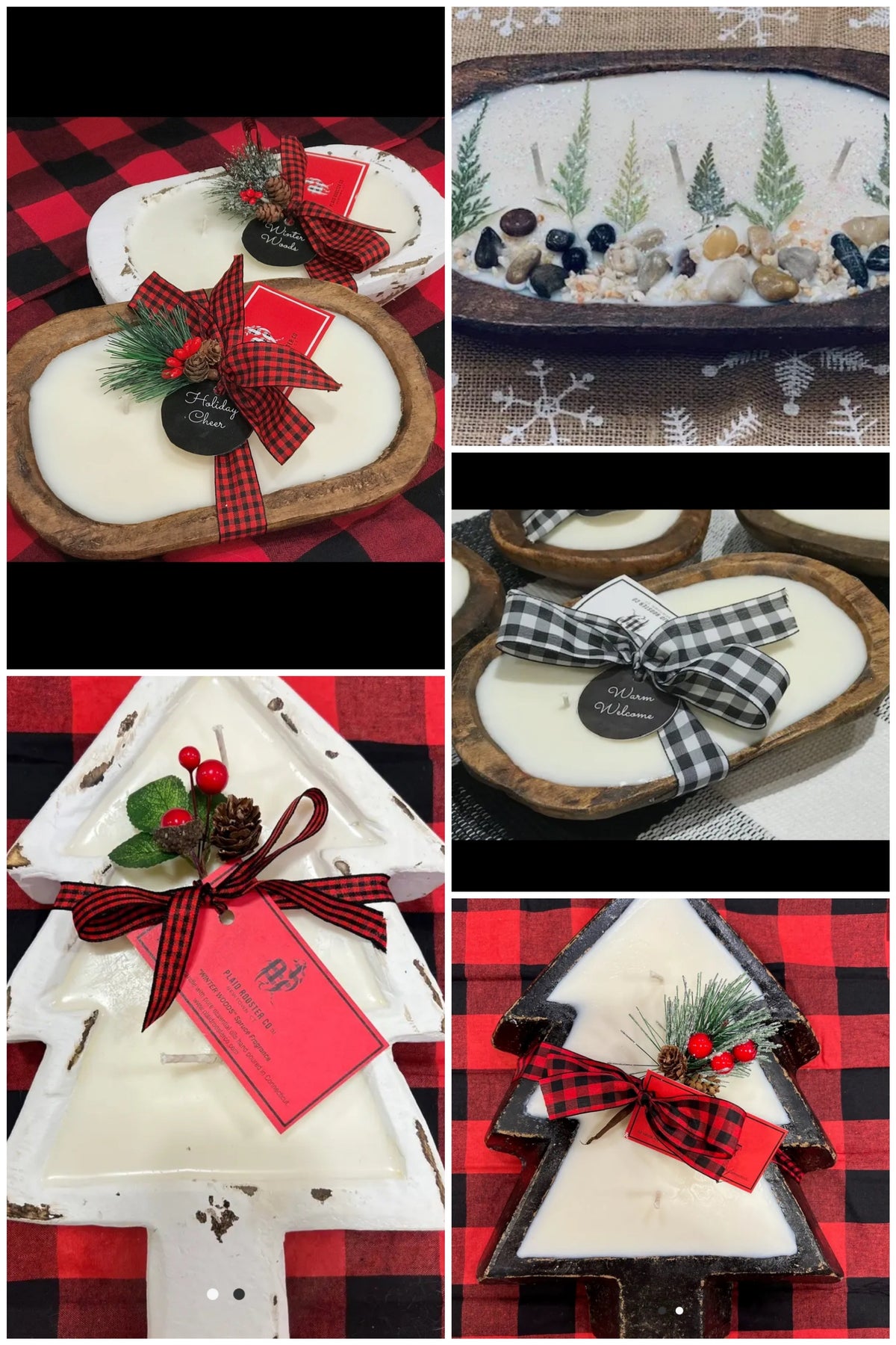 Plaid Rooster Dough Bowls