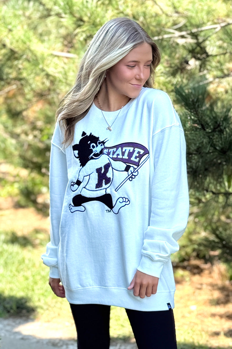 K-State Mascot Chenille Sweater : White