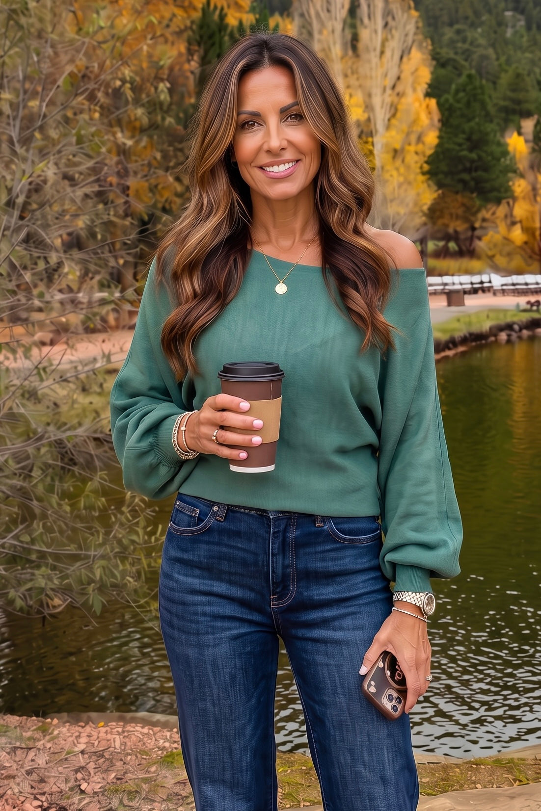 Ailsa Boat Neck Sweater : Hunter Green
