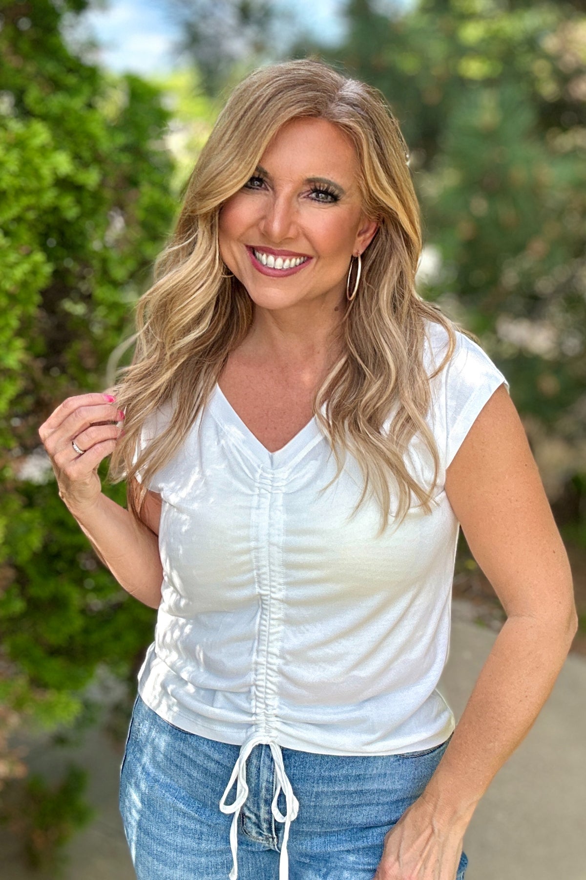 Maribel Front Ruche Modal Top : Off White