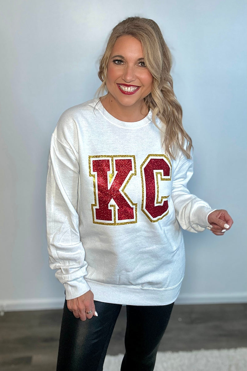 KC Glitter 87 Sweatshirt : White/Red/Gold